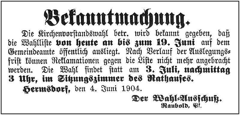 1904-06-08 Hdf Kirchenvorstand Wahl